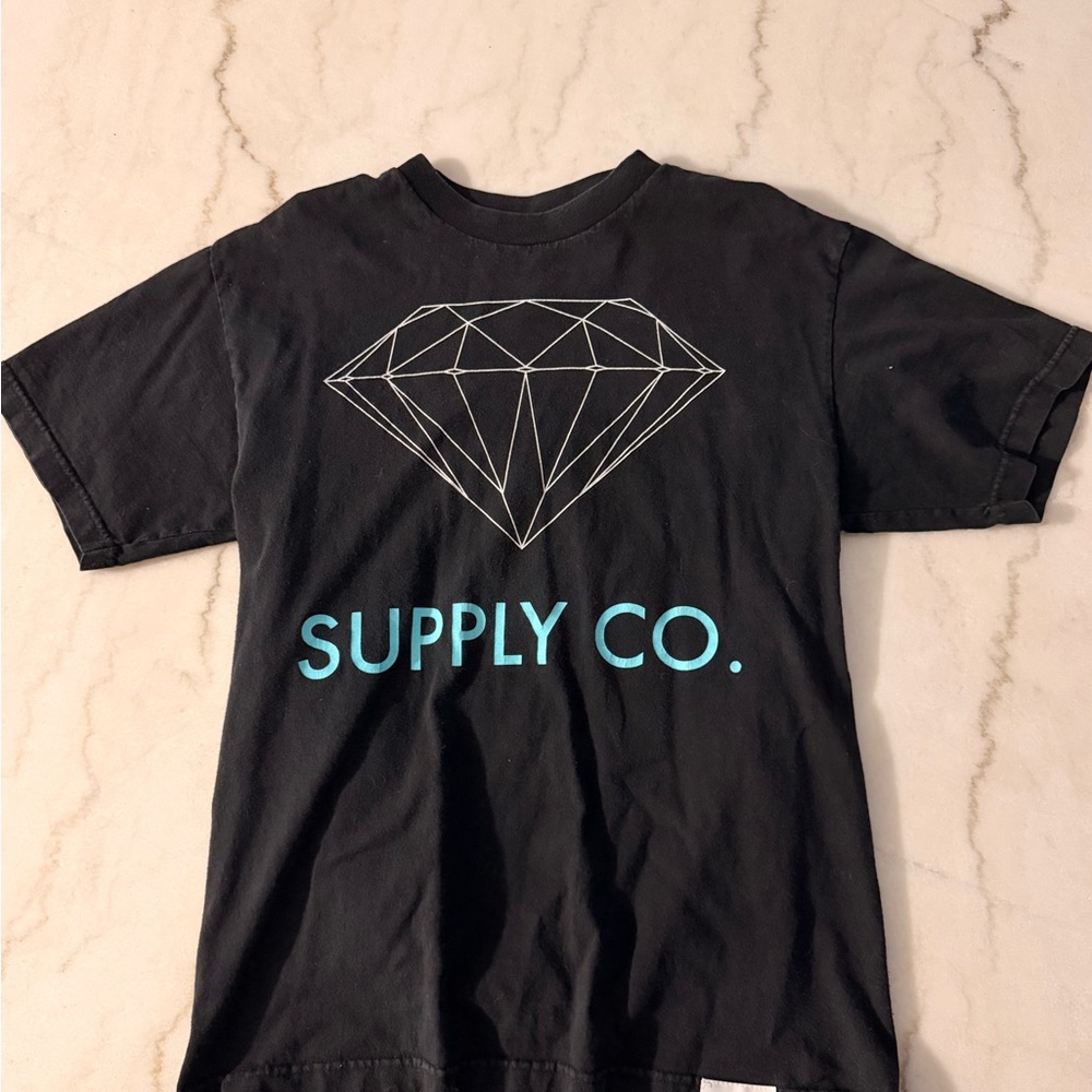 Diamond Supply Co. Black Tee with Aqua Graphic